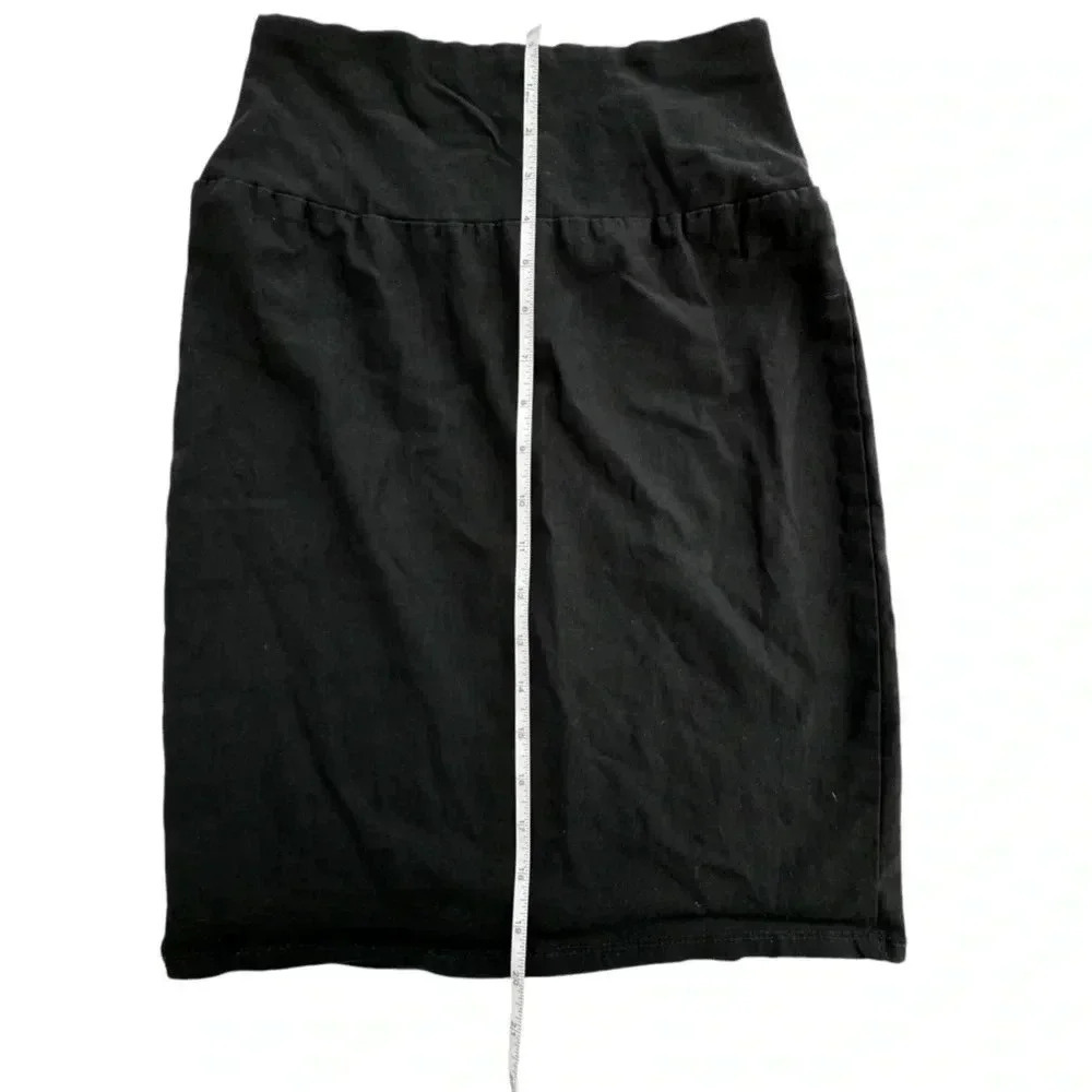 Black Bodycon Business Casual Pencil Skirt with Slit High Waisted Work Office - Picture 5 of 6